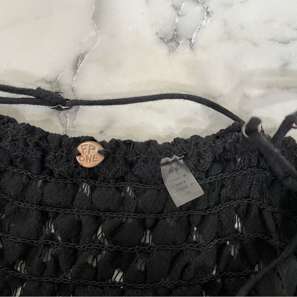 Free People FP One Adella Mini Slip Dress Black Lace Asymmetrical Hem Small - Picture 13 of 14